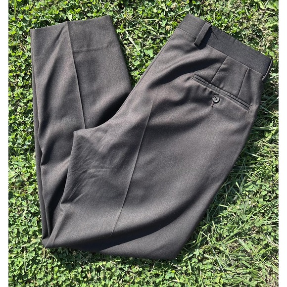 Ted Baker Pants Mens 34R Brown Jefferson Pleated Dress Trousers Wool Tailored - Picture 1 of 9
